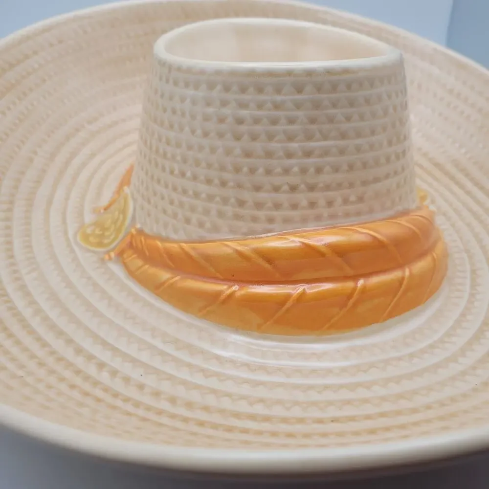Vintage Metlox California USA Hat Sombrero Chip and Dip Dish MCM Cinco De Mayo